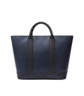 A navy blue leather tote bag with black leather handles and base trim Auroraflairpk Pakistan