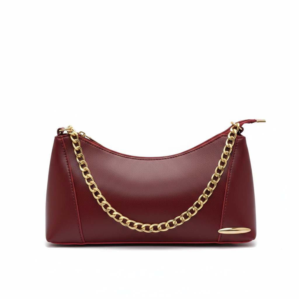 Lumi Charry cherry red chain shoulder bag on white background